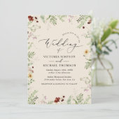 Boho Wildblumen Wedding Einladung (Stehend Vorderseite)