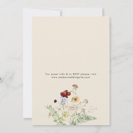 Boho Wildblumen Wedding Einladung (Rückseite)