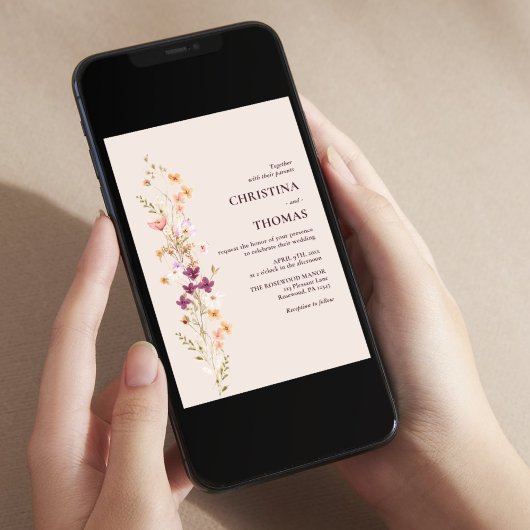 Boho Wildblumen Wedding Einladung