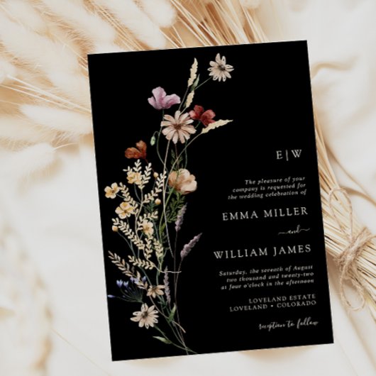 Boho Wildblumen Wedding Einladung