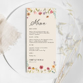Boho Wildblumen Wedding Menu Menükarte