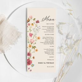Boho Wildblumen Wedding Menu Menükarte