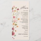 Boho Wildblumen Wedding Menu Menükarte (Vorderseite)