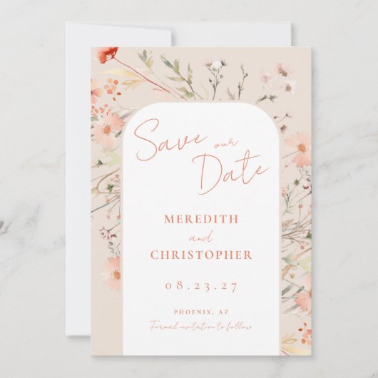Boho Wildblumen Wedding Save The Date (Vorderseite)