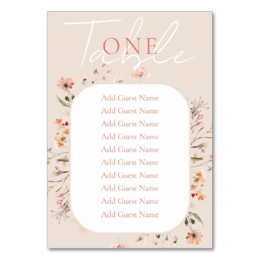 Boho Wildblumen Wedding Tischnummer (Rückseite)