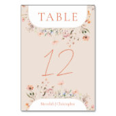 Boho Wildblumen Wedding Tischnummer (Vorderseite)