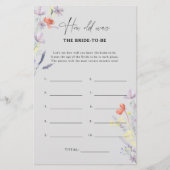 Boho Wildblumen Wie alt war die Braut, um zu spiel (Vorderseite)