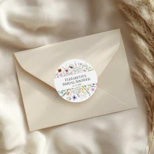 Boho Wildblumen-Wiese Brautparty-Aufkleber Runder Aufkleber