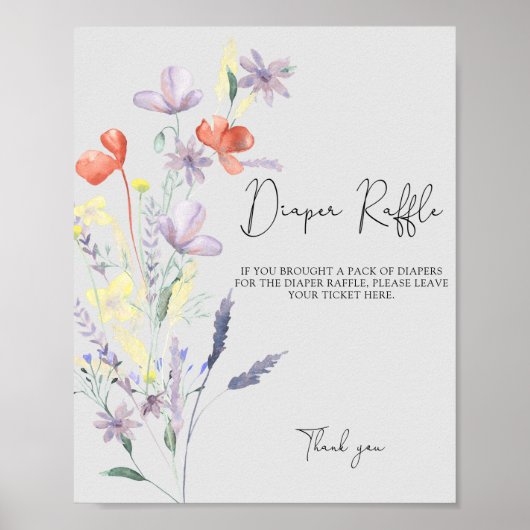 Boho Wildblumen - Windel-Raffel-Poster-Spiel Poster (Vorne)