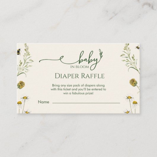 Boho-Wildblumen-Windel-Raffle-Beilagekarte Begleitkarte (Vorderseite)
