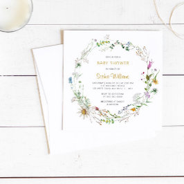 Boho Wildblumen Wreath Baby Shower Einladung