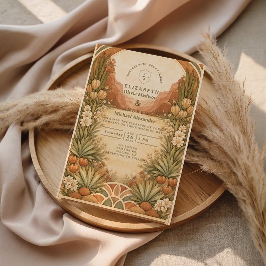 Boho-Wildblumen-Wüstenhochzeit Einladung