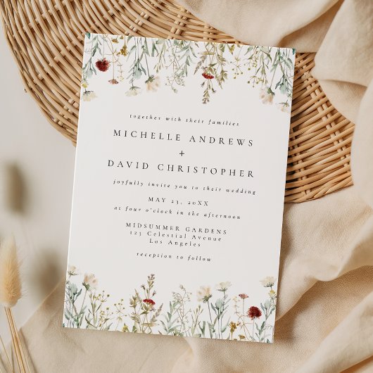 Boho-Wildblumenfeld-Hochzeitseinladung Einladung
