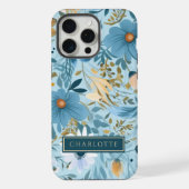 Boho-Wildblumengarten Blaue Blumenmuster iPhone Hülle (Rückseite)