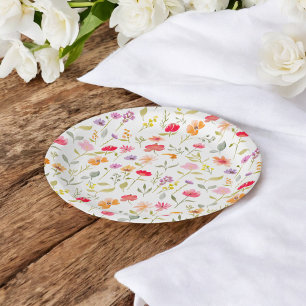 Boho-Wildblumengarten florale Babyparty oder Hochz Pappteller