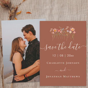 Boho Wildblumenwiese Foto Hochzeit Save The Date