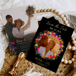Boho wilde Blume 2 Fotos Hochzeit speichern das Da Folieneinladung