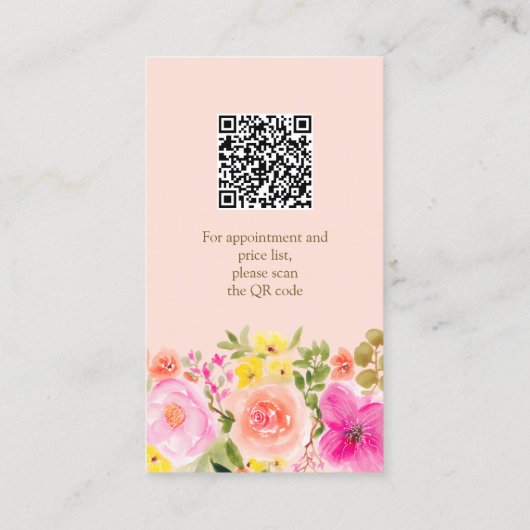 Boho Wilde Blume Gartengarten Aquarellhaare Visitenkarte (Rückseite)