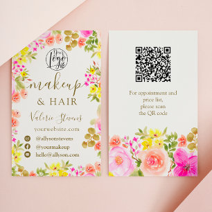 Boho Wilde Blume Gartengarten Aquarellhaare Visitenkarte