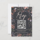 Boho wilde Blume Hochzeit Foto QR UAWG RSVP Karte (Vorderseite)