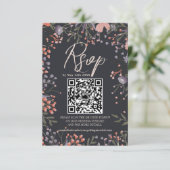 Boho wilde Blume Hochzeit Foto QR UAWG RSVP Karte (Stehend Vorderseite)
