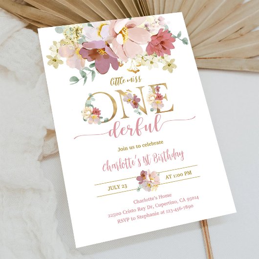 Boho Wildflower 1. Geburtstag Einladung