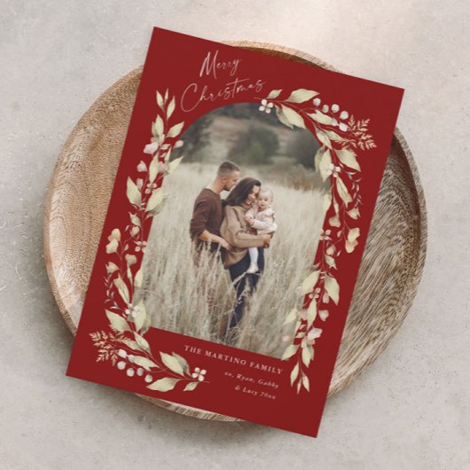 Boho Wildflower Arch Photo Christmas Feiertagskarte