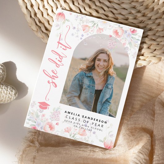 Boho wildflower arch photo graduation  ankündigung