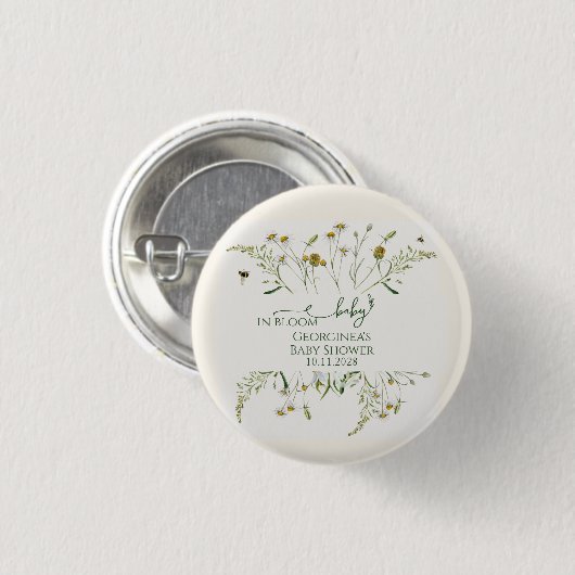 Boho Wildflower Baby in Bloom Baby Shower  Button (Vorne & Hinten)