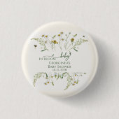 Boho Wildflower Baby in Bloom Baby Shower  Button (Vorderseite)