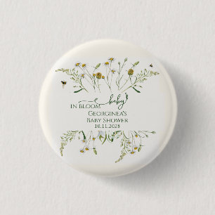 Boho Wildflower Baby in Bloom Baby Shower Button