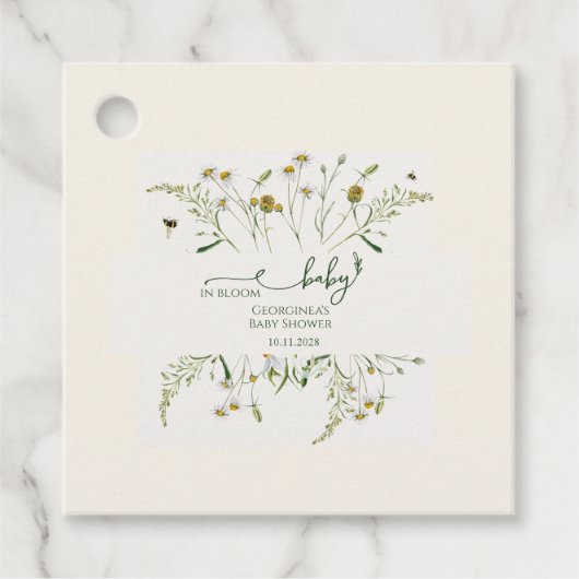 Boho Wildflower Baby in Bloom Baby Shower  Geschenkanhänger (Vorderseite)