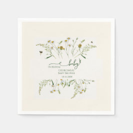 Boho Wildflower Baby in Bloom Baby Shower Serviette