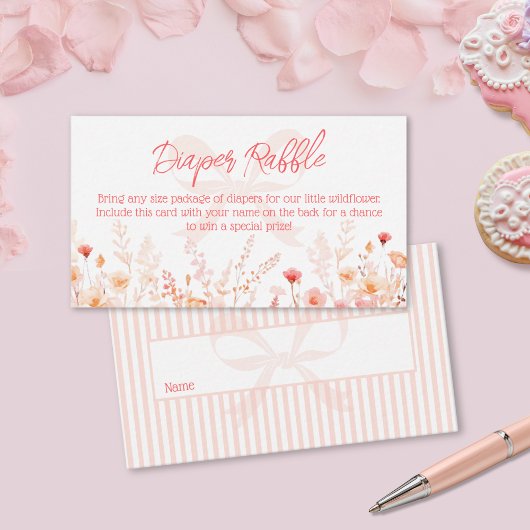 Boho Wildflower Baby Shower Diaper Raffle  Begleitkarte