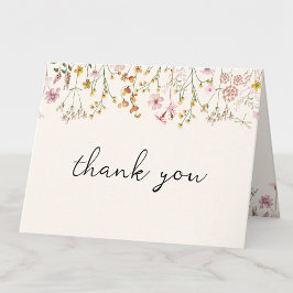 Boho Wildflower Baby Shower Folded Thank You Card Dankeskarte