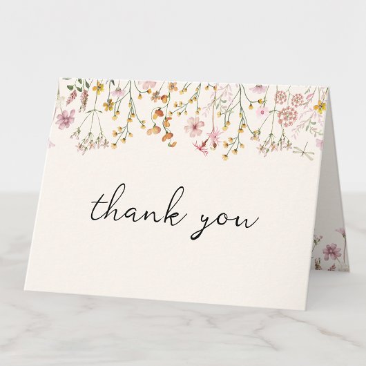Boho Wildflower Baby Shower Folded Thank You Card Dankeskarte