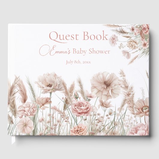 Boho Wildflower Baby Shower Guest Book Gästebuch (Vorderseite)