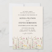 Boho Wildflower Beige Photo Garden Wedding Einladung (Vorderseite)