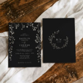 Boho Wildflower Black White Baby's Breath Wedding Einladung