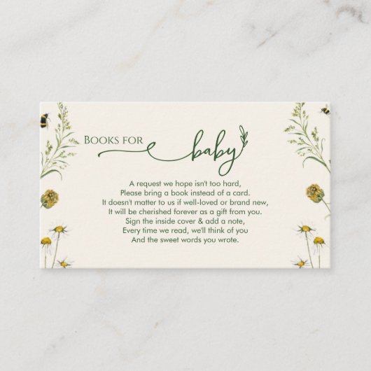 Boho Wildflower Books for Baby Enclosure Card  Begleitkarte (Vorderseite)