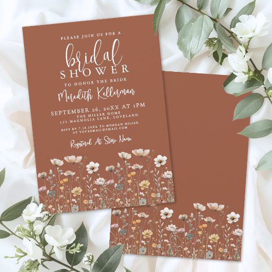 Boho-Wildflower-Brautjunggesellinnenparty Einladung