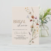 Boho-Wildflower-Brautparty - Rustikaler Blumengart Einladung (Stehend Vorderseite)
