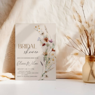 Boho-Wildflower-Brautparty - Rustikaler Blumengart Einladung