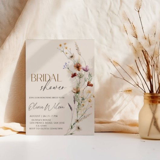 Boho-Wildflower-Brautparty - Rustikaler Blumengart Einladung