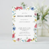 Boho Wildflower Bridal Shower Einladung (Stehend Vorderseite)