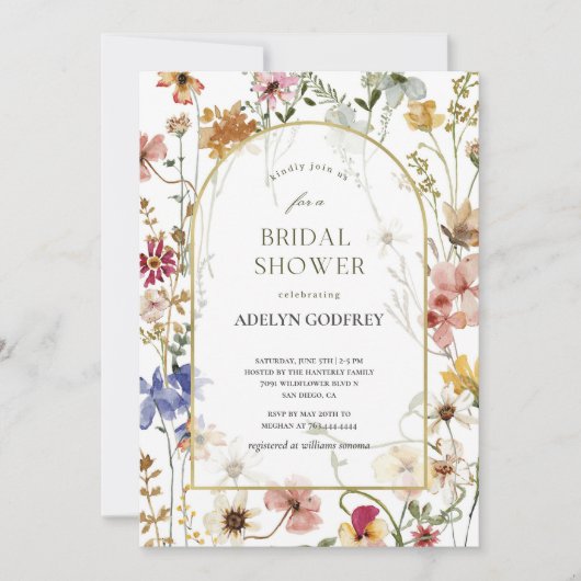  Boho Wildflower Bridal Shower Einladung (Vorderseite)