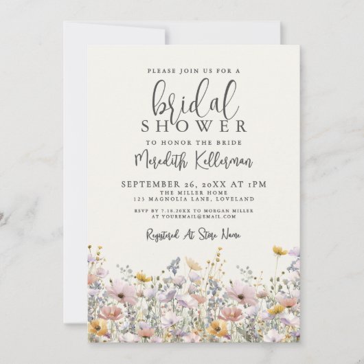 Boho Wildflower Bridal Shower Einladung (Vorderseite)