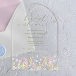 Boho Wildflower Elegant Bridal Shower Acryleinladungen