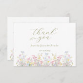 Boho Wildflower Elegant Bridal Shower Dankeskarte (Vorne/Hinten)
