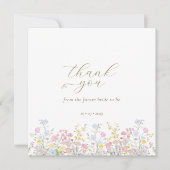 Boho Wildflower Elegant Bridal Shower  Dankeskarte (Vorderseite)